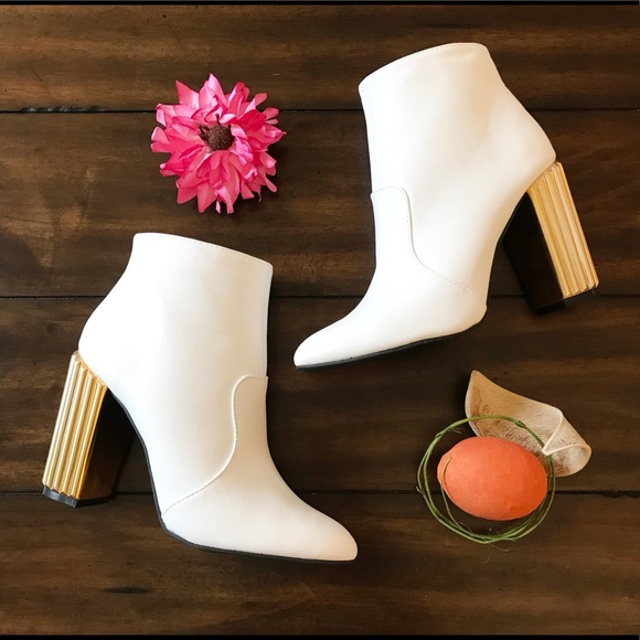 White and gold booties Clearance